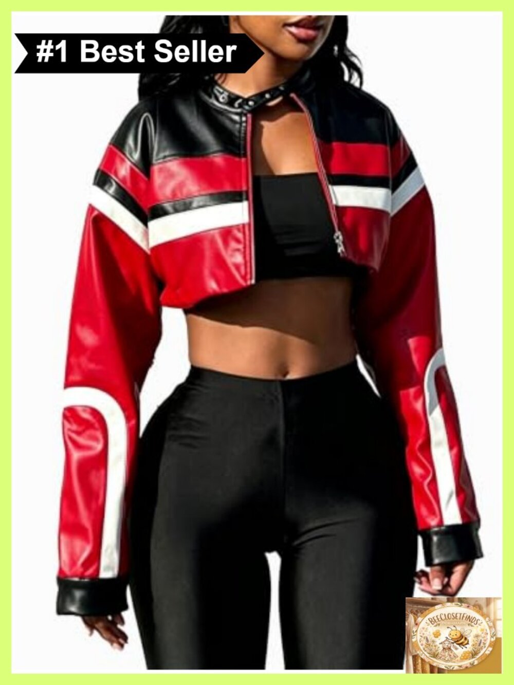 Faux Leather Cropped Moto Biker Jacket Zip Up Bomber Streetwear